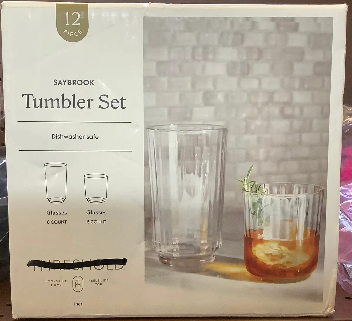 12Pc Glass Saybrook Double Old Fashion And Highball
Glasses Set 1