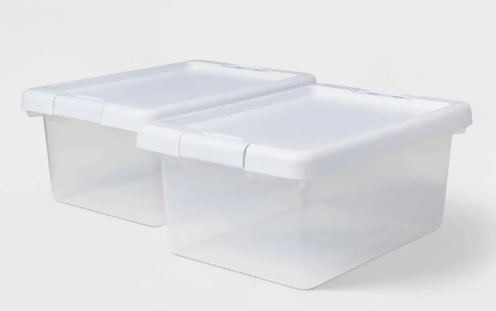2Pk S Latching Clear Storage Bins With White Lid 1