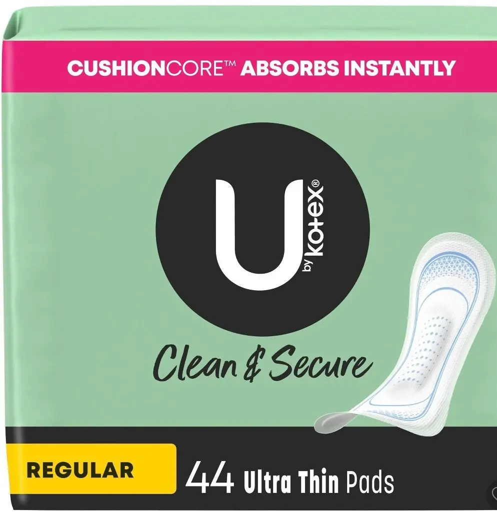 U By Kotex Clean & Secure Regular Ultra-Thin Maxi Pads - Unscented - 44Ct 1