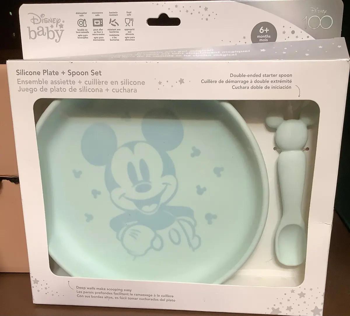 Disney Bumkins 2Pc Disney Mickey Mouse Dinnerware Set - Light Blue 1