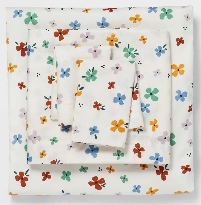 Queen Full Printed Microfiber Sheet Set Floral. 1