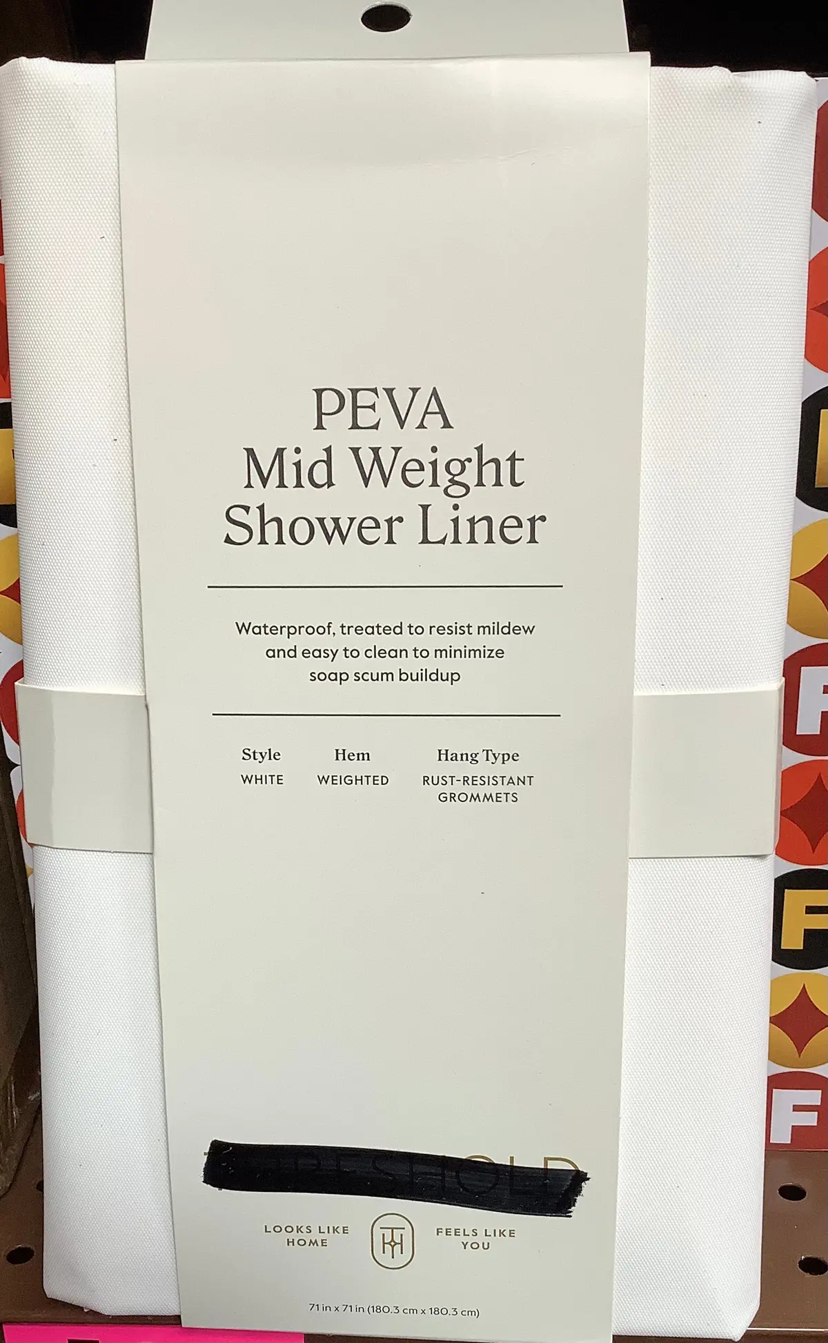 71"X71" Mid Weight Color Shower Liner White 1