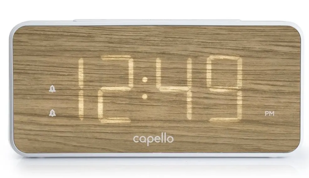 Extra Large Display Digital Alarm Clock White/Pine - Capello 1