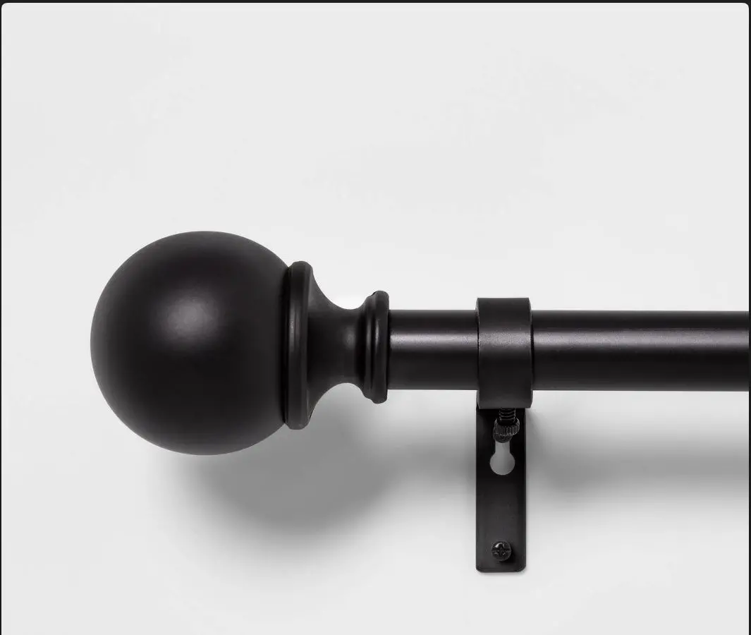 36"-66" Ball Curtain Rod Matte Black - 1