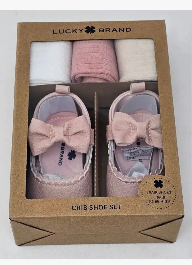 Girls 6-9 Months Crib Shoe Set With Knee High 1