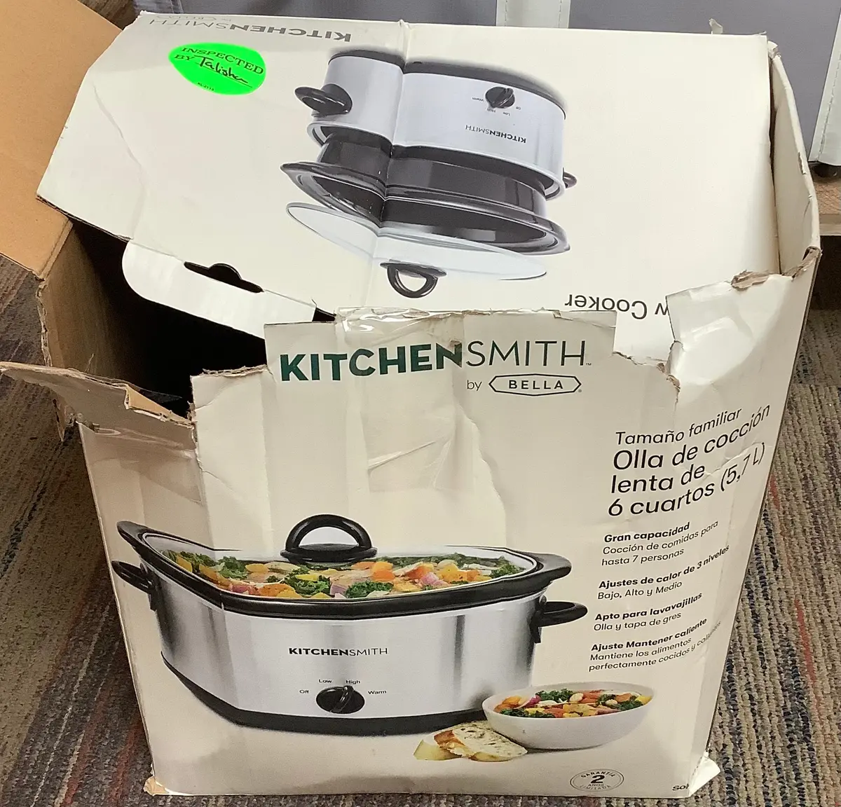 Damaged Box!!!!! But New!!!!Kitchensmith By Bella 6Qt Manual Slow Cooker - Stainless Steel 1