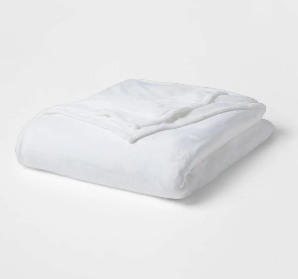 Full/Queen Solid Plush Bed Blanket True White 1