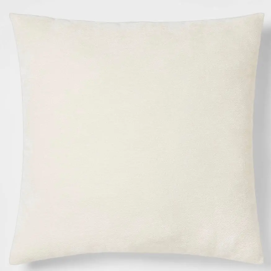 Oversized Chenille Square Throw Pillow Cream 1