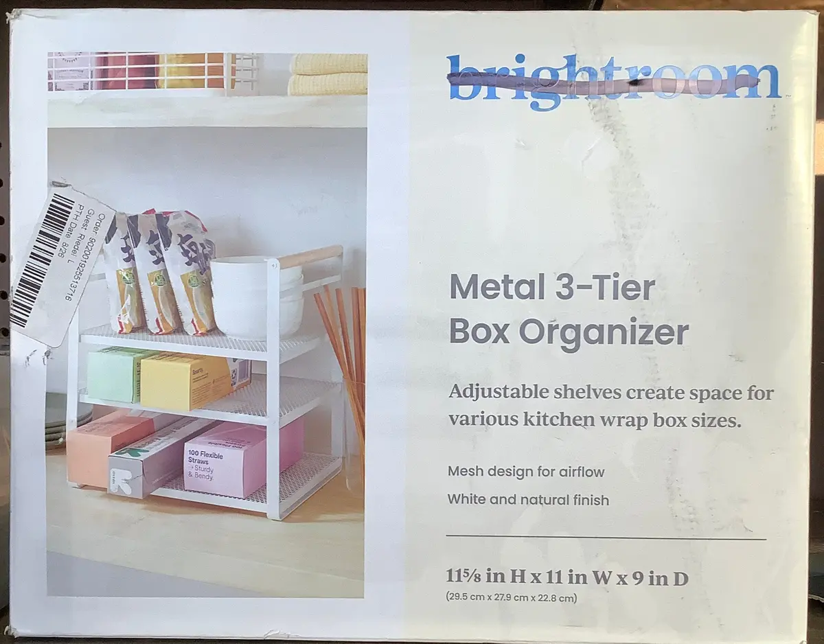 Metal 3-Tier Adjustable Shelf Box Organizer White 1