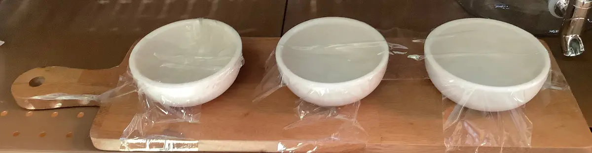 4Pc Wood Cutting Board And Ceramic Bowl Set 1