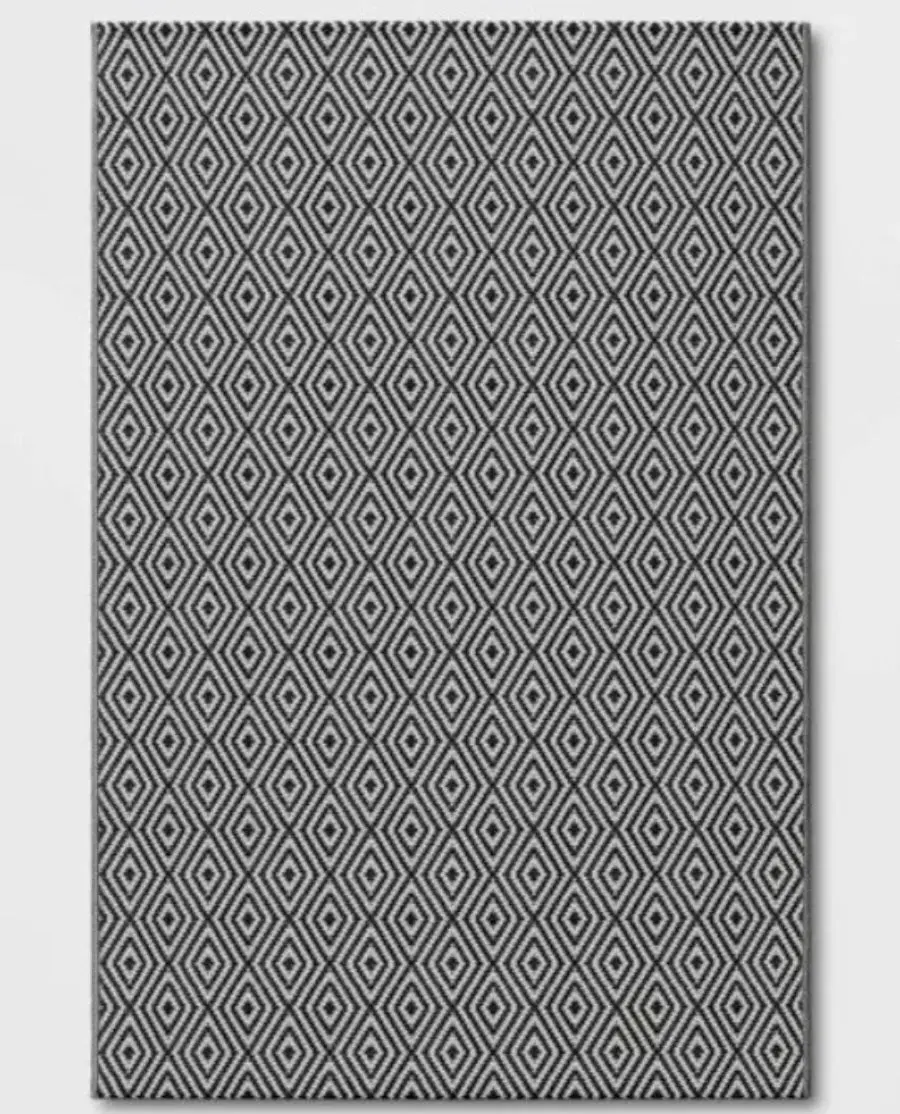 Reversible Diamond Rectangularloomed Indoor Outdoor Accent Rug Black 24Inx36in No 1