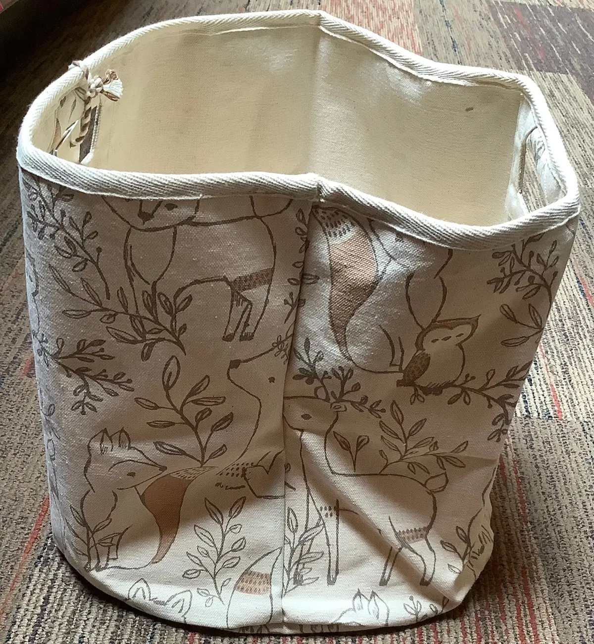 Crane Baby Cotton Canvas Storage Bin - Ezra Woodland 1