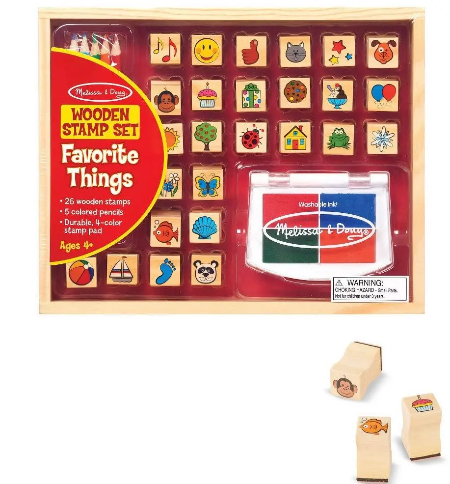 Melissa & Doug Wooden Stamp Set, Favorite Things - 26
Wooden Stamps, 4-Color Stamp Pad 1