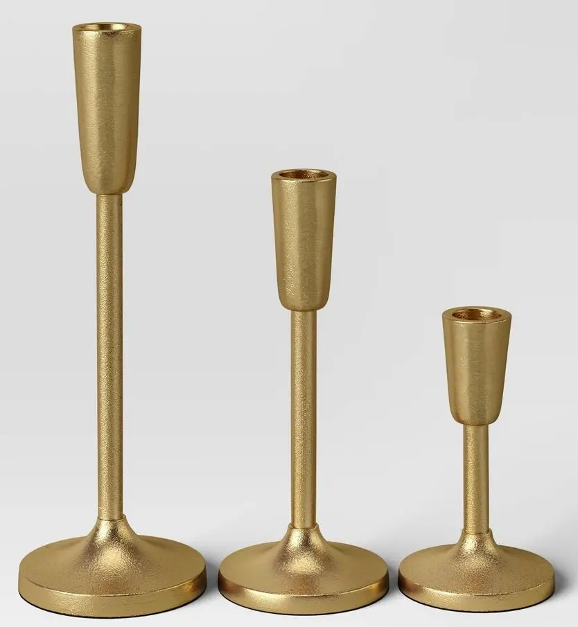 Set Of 3 Aluminum Taper Holders Gold 1