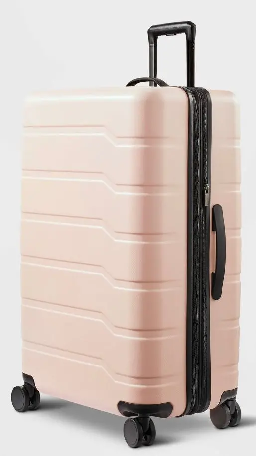 Hardside Large Checked Suitcase Pink 1