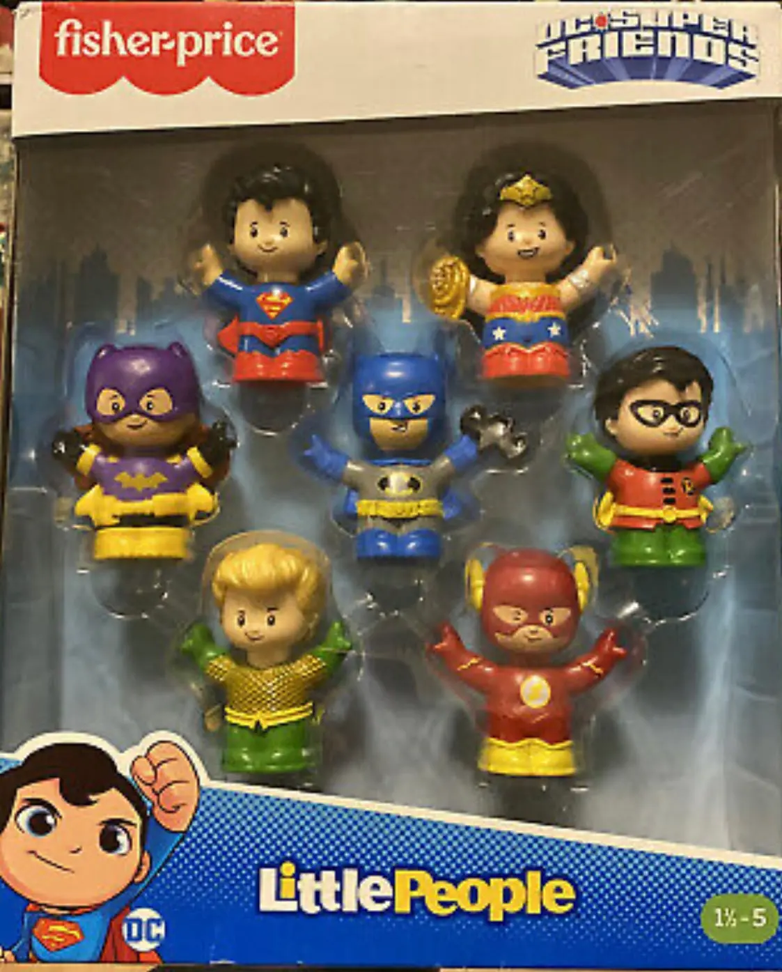 Fisher Price Little People Dc Super Friends Action Figures Set Of 7 1