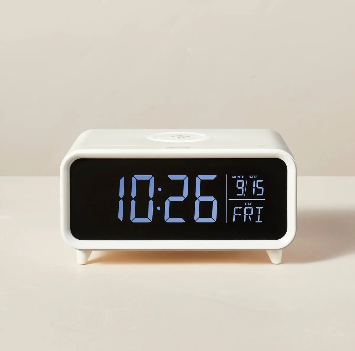 Digital Alarm Clock With Wireless Charging Cream/Black 1