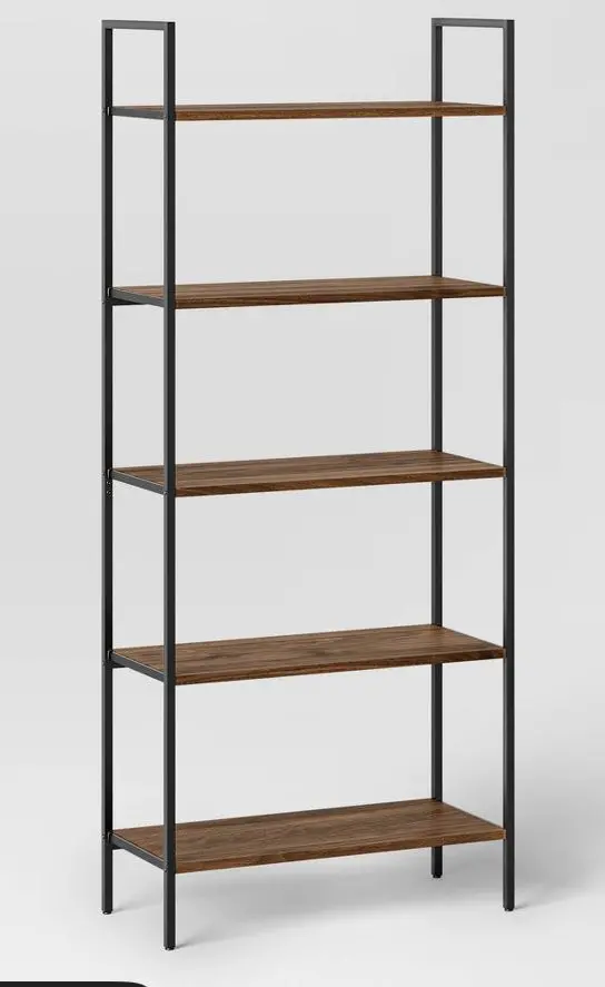 72" Loring 5 Shelf Ladder Bookshelf Walnut Finish 2