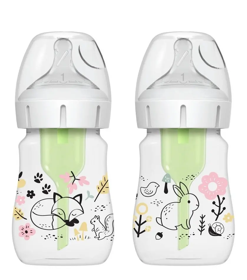 Dr. Brown's Anti-Colic Options+ Wide-Neck Baby Bottle - Woodland Designs - 5 Fl Oz/2Pk 1