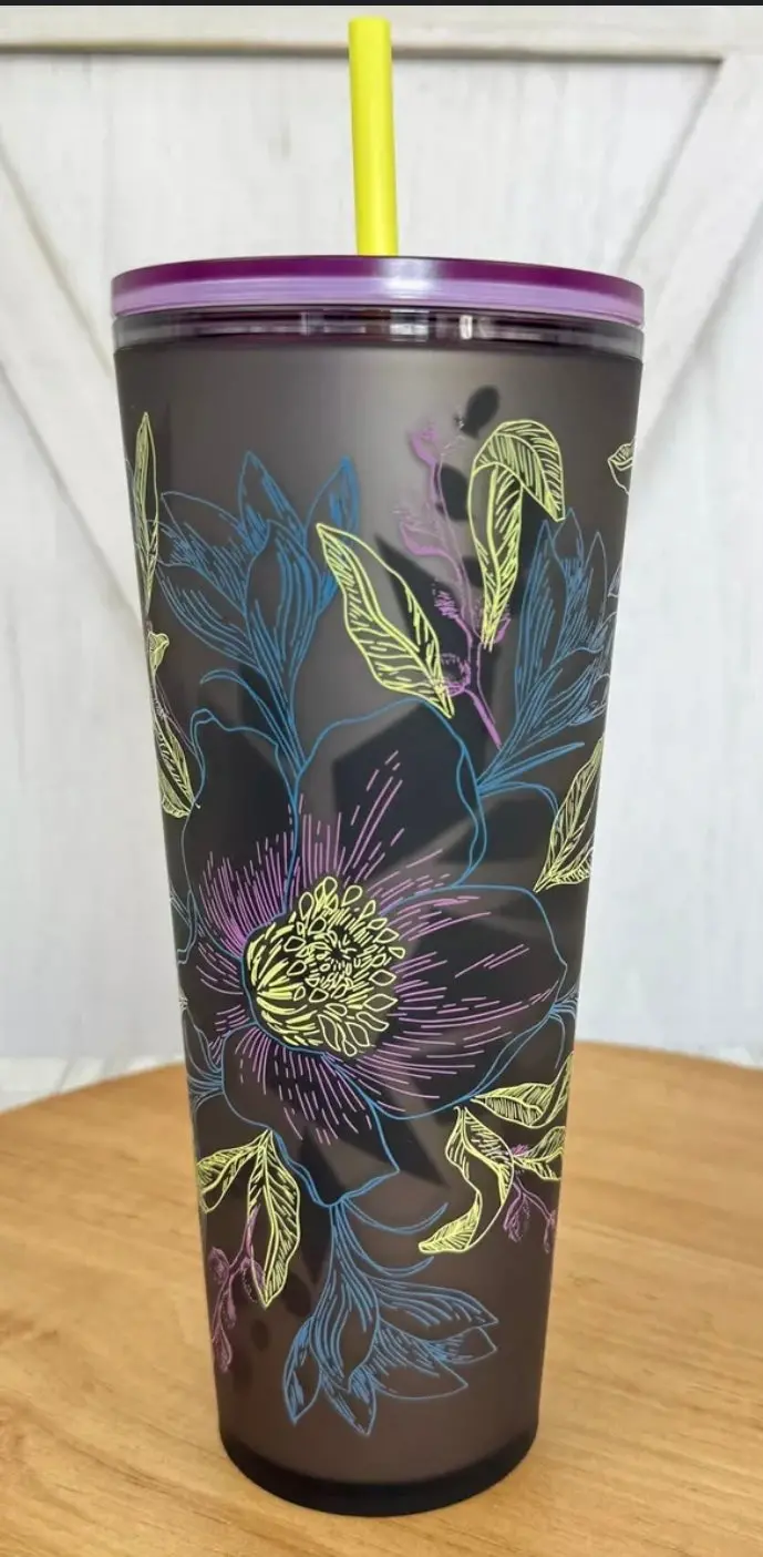 Starbucks 2024 Release Winter Purple Floral 24Oz Venti Tumbler Cold 1