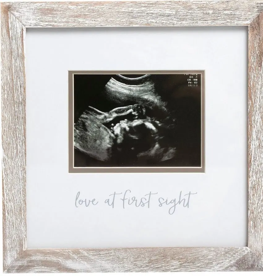 Pearhead Love At First Sight Sonogram Picture Frame - Rustic White 1