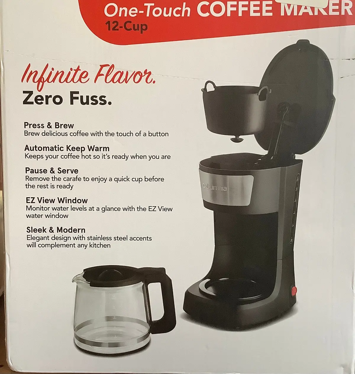 Gourmia 12 Cup One-Touch Switch Coffee Maker With Auto Keep Warm Black 1