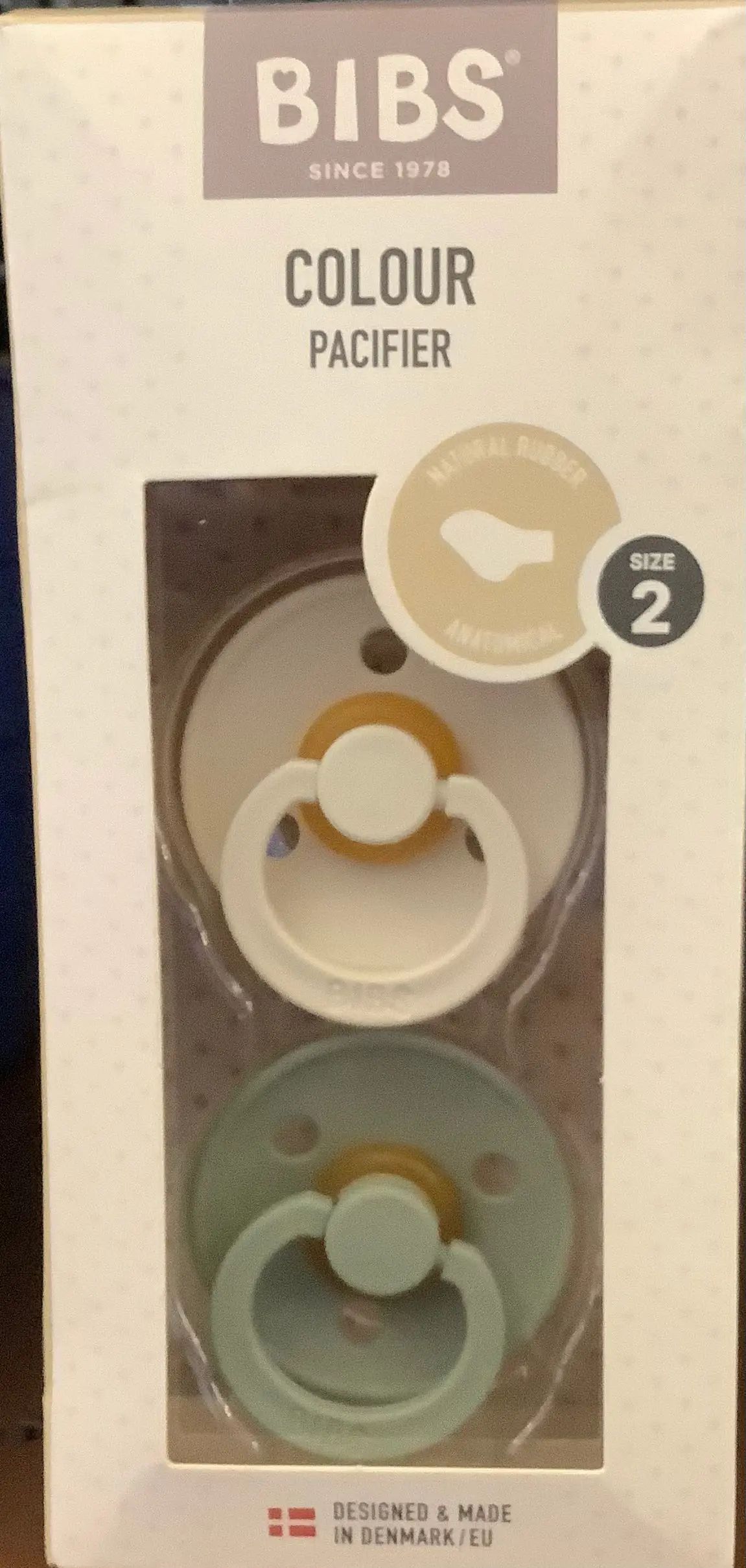 Bibs Colour Anatomical Nipple Latex Pacifier 6-18M - Size 2 -2Pk 2