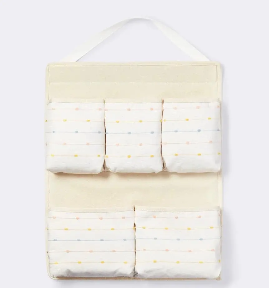 Wall Hanging Storage With Slub Stitching - Cream 1
