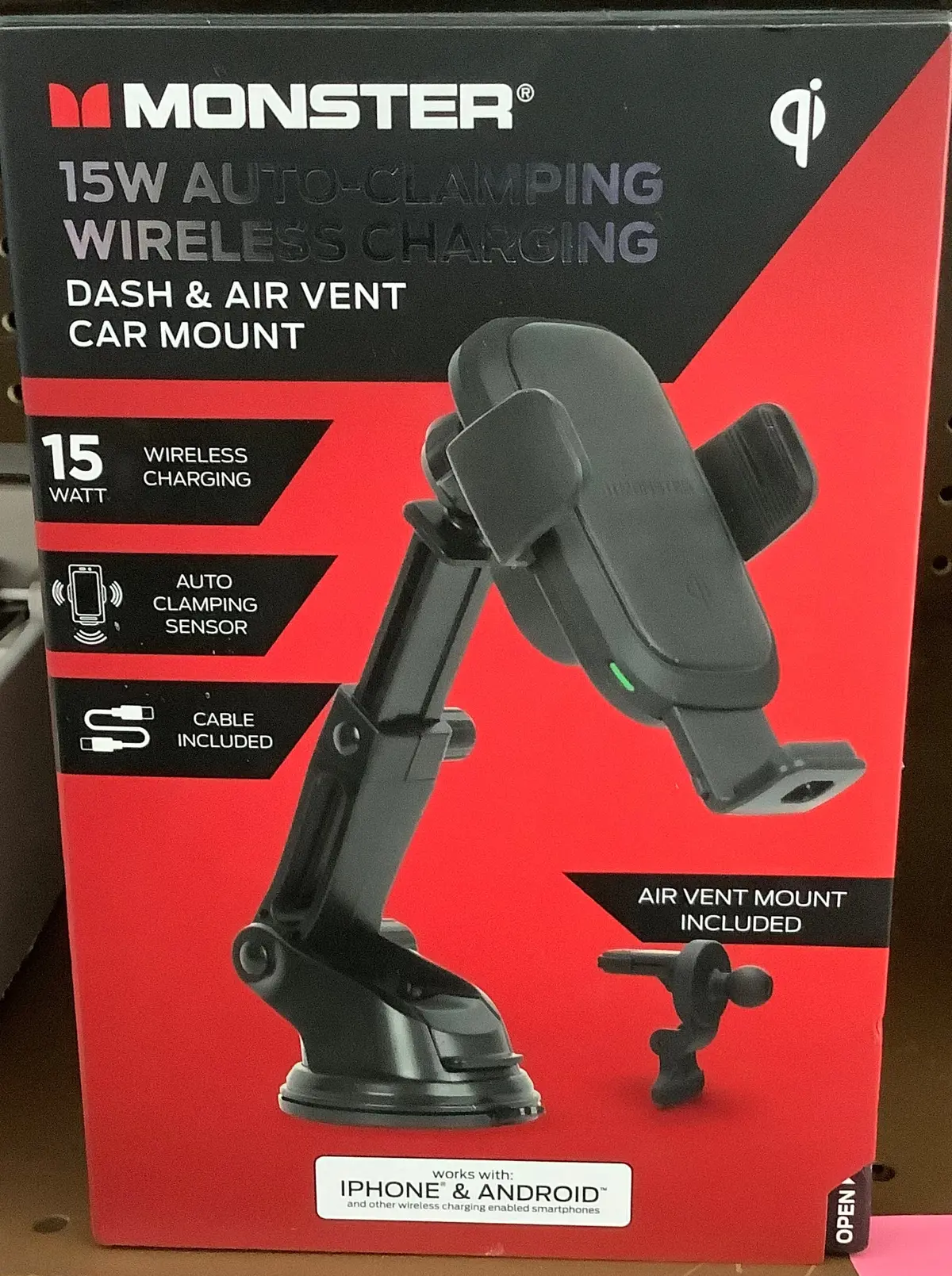 Monster 15Watt Magnetic Wireless Charging Car Mount Dash And Vent Mount 1