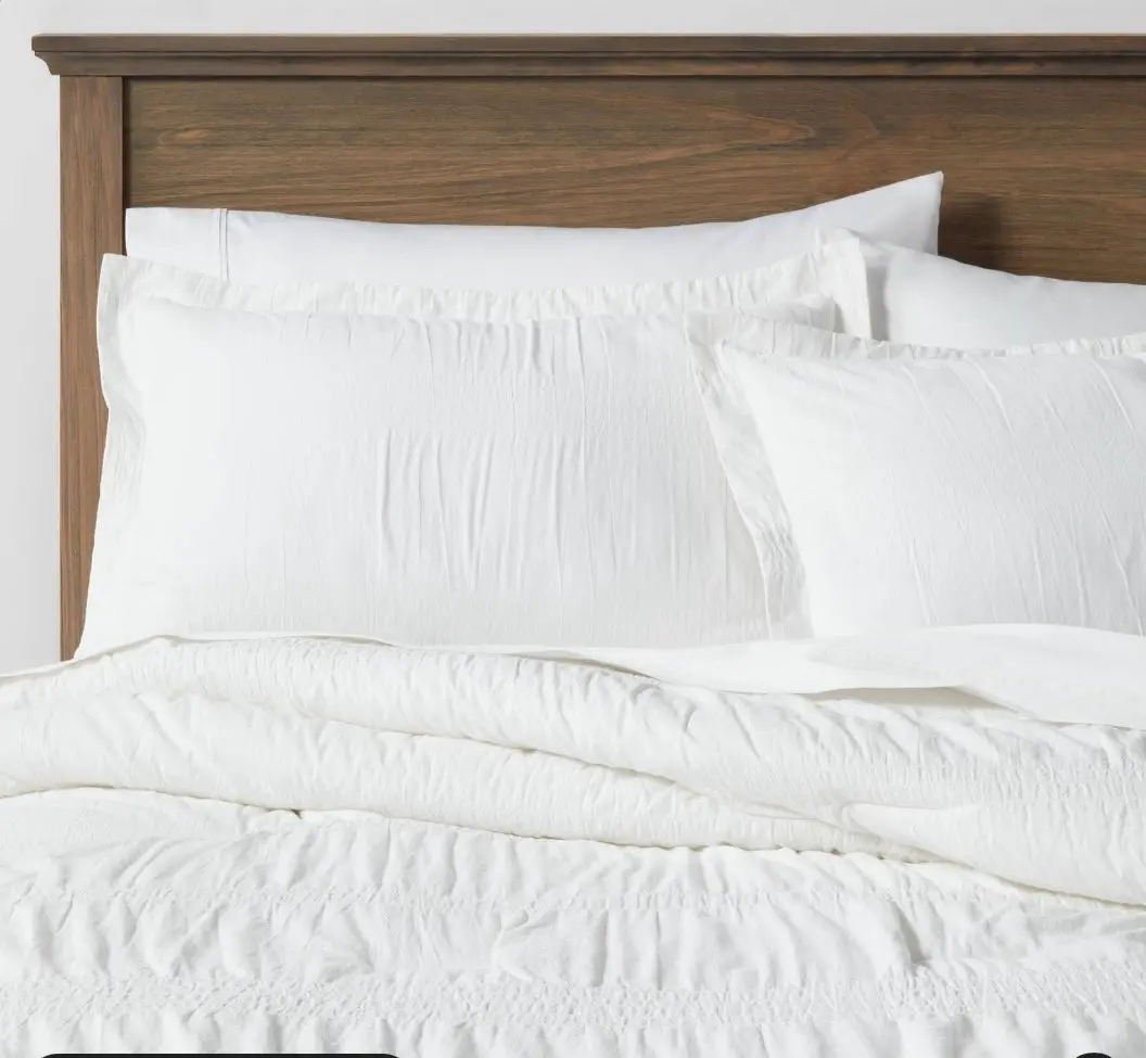 King Seersucker Comforter & Sham Set White 1