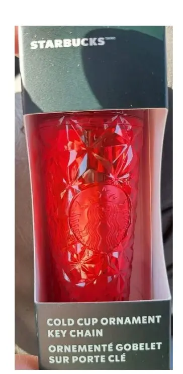 Starbucks Holiday Red Prism Diamond Cold Cup Christmas Ornament Keychain 1