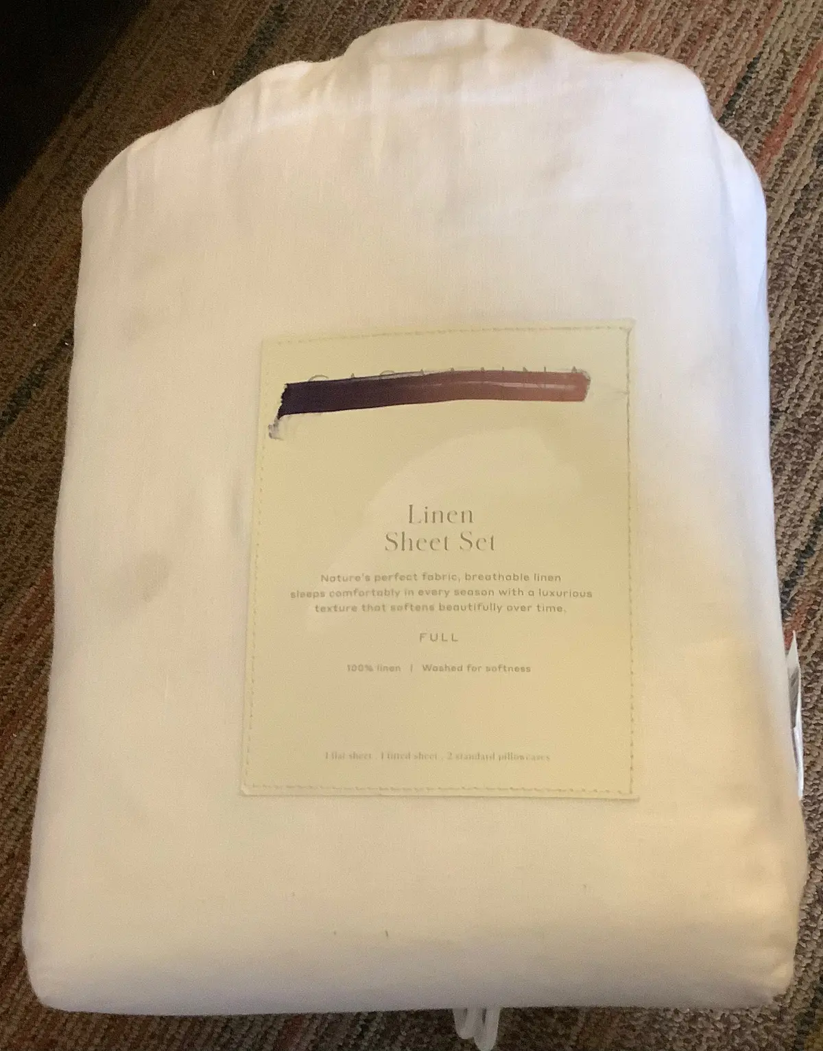 Full Linen Blend Sheet Set White 1
