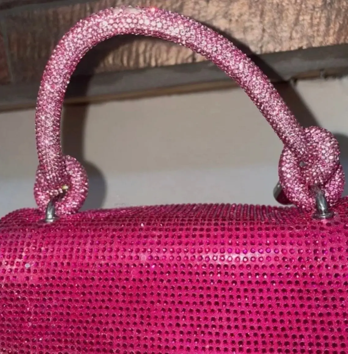 Aldo Bags | Aldo Satin And Rhinstone Fushia Knot Handle Crossbody Bag | Color: Pink 1