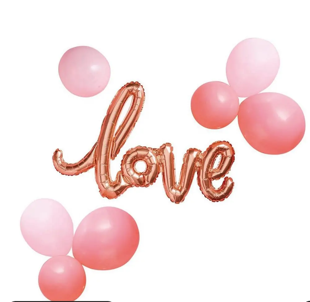 Foil + Latex Love Script Balloon Pack Assorted Pinks - 1