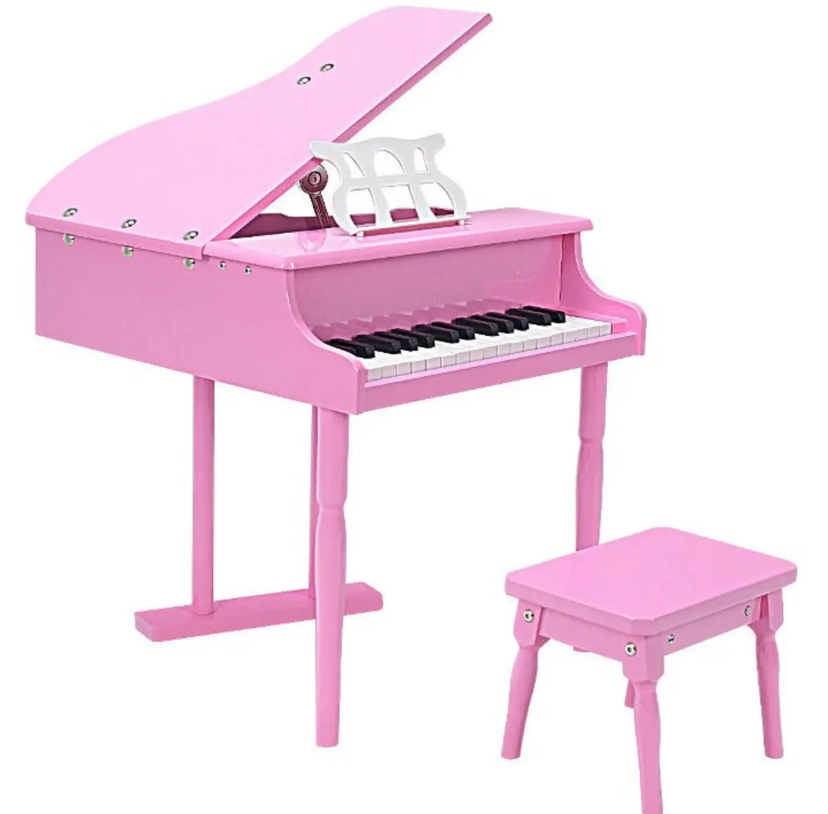 Costway Children 30 Key Toy Grand Baby Piano With Kids Bench Wood Pink 1