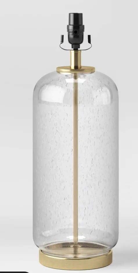 19.75"X7" Bubble Glass With Brass Detail Large Lamp Base
Clear 1