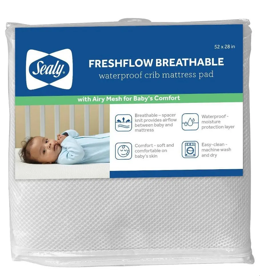 Sealy Fresh Flow Breathable Waterproof Crib Mattress Pad 1