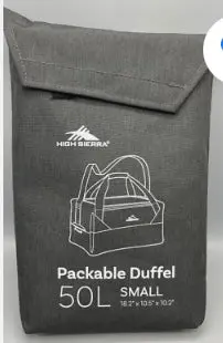 High Sierra Packable Duffel 50L Small, Black With Blue, Adjustable, Grab Handle 1