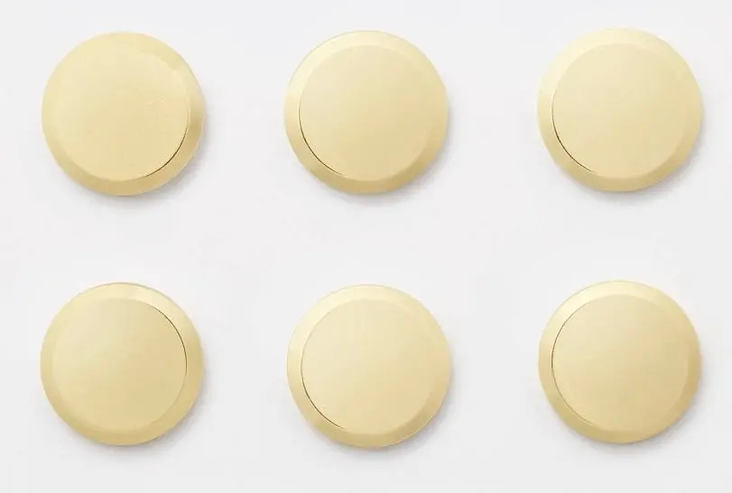 6Pk Round Metal Soft Gold Magnets 1