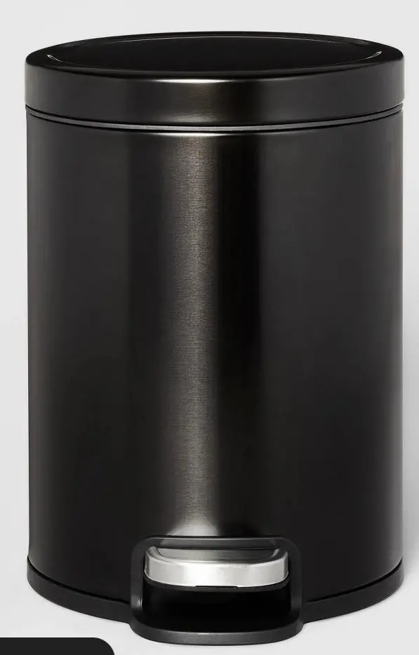 5L Round Step Trash Can Black 1