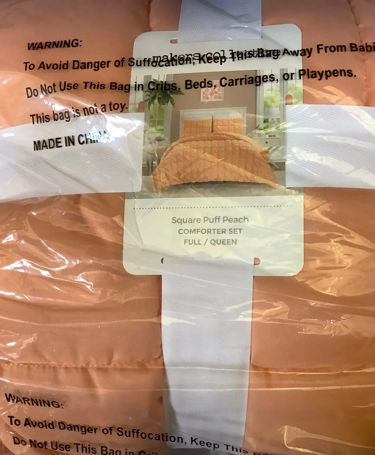 Square Puff Peach Comforter Set 1