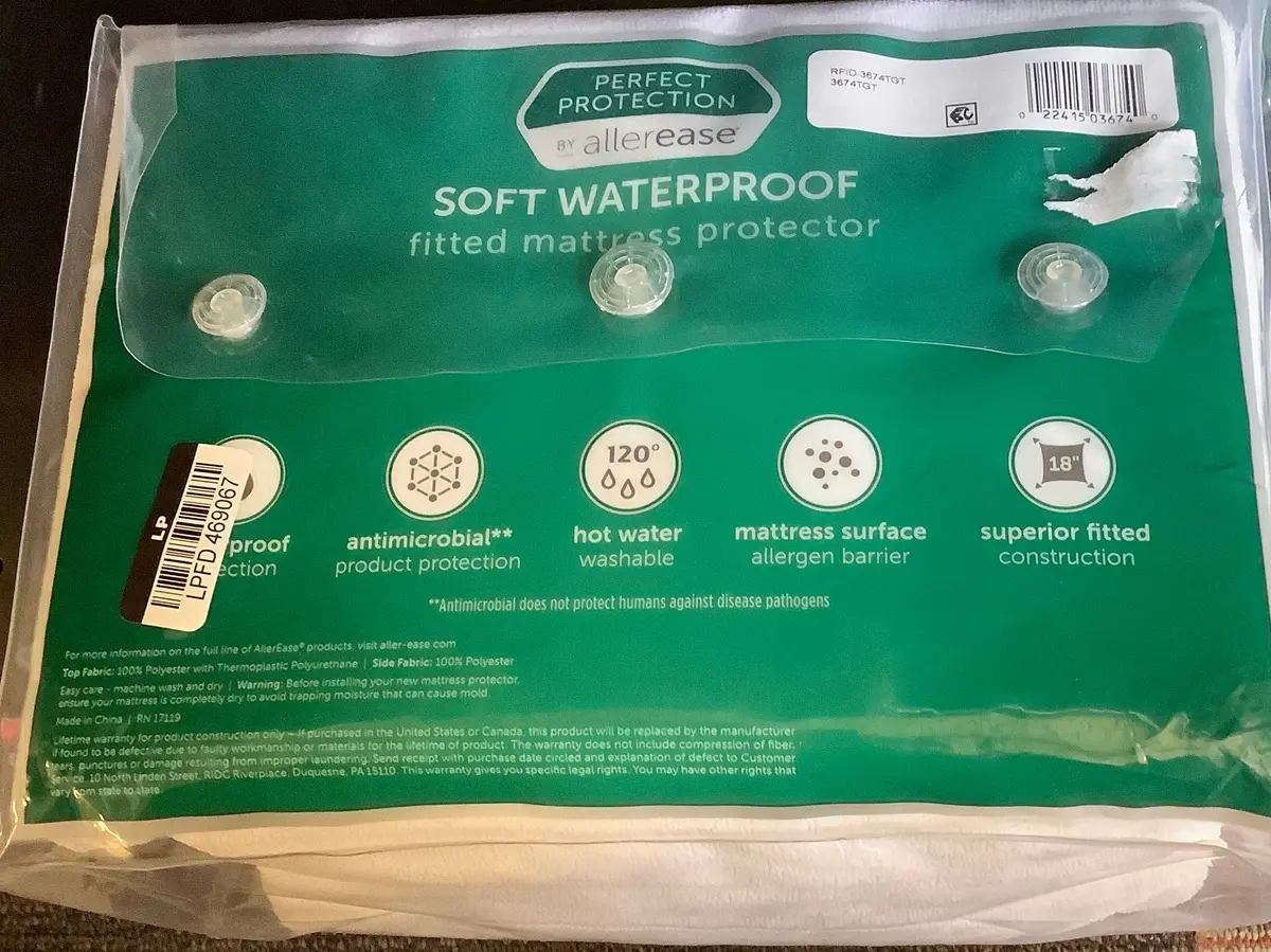 Allerease Queen Perfect Protection Soft Waterproof Machine
Washable Fitted Mattress Protector 2