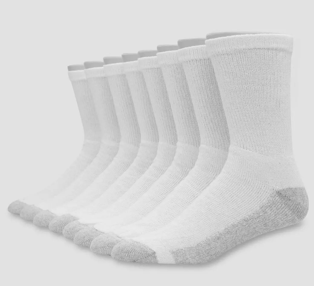 Men's Hanes Crew Socks With Freshl@ 8Pk - White 6-12 1