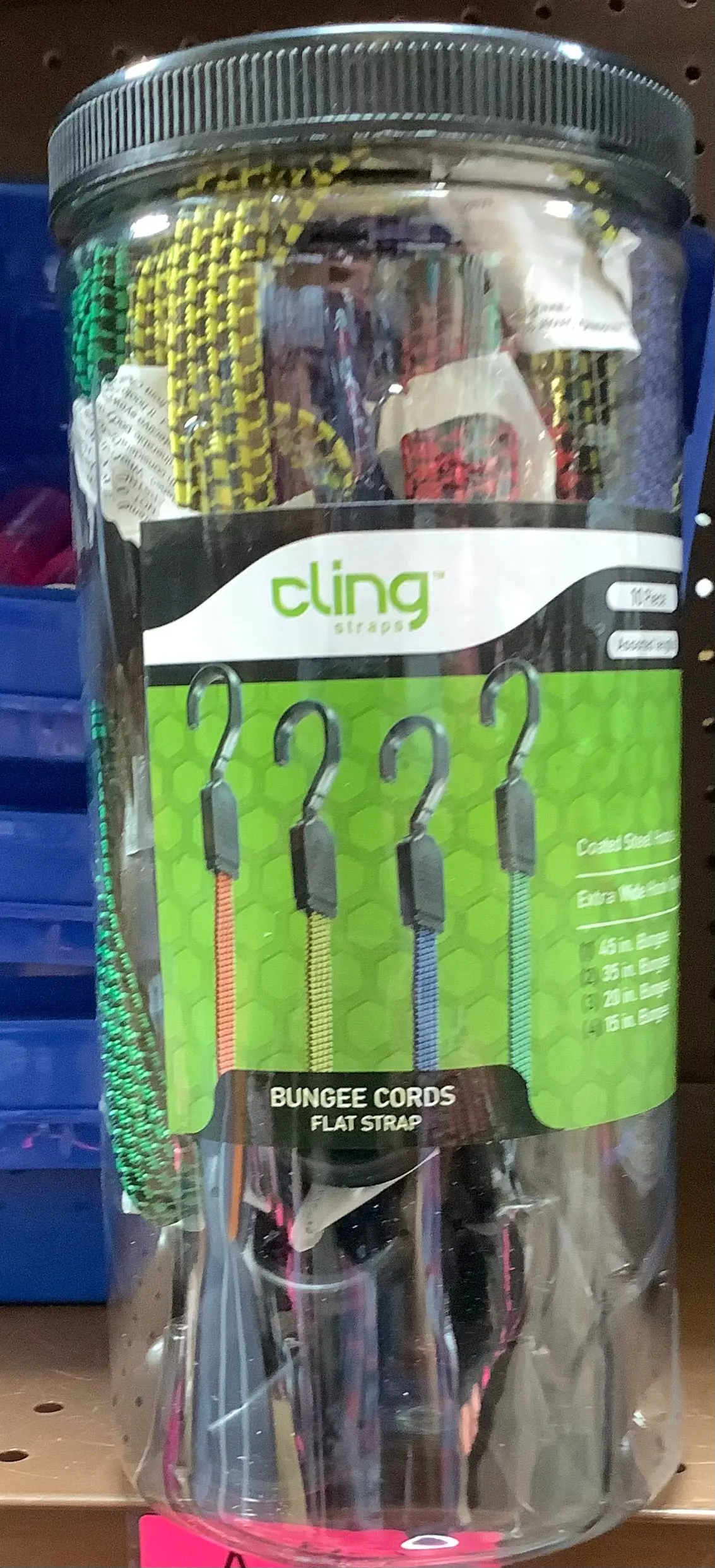 Cling 10Pc Bungee Cord Assortment Jar Different Sizes 1