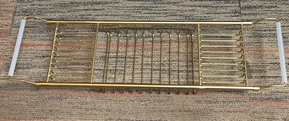 Extendable Wired Bathtub Caddy Brass Finish 1
