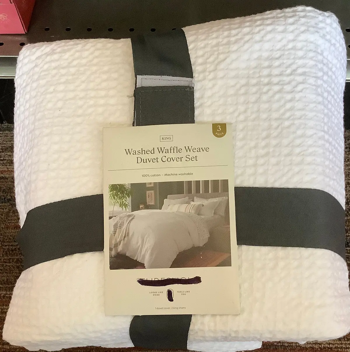 King Washed Waffle Weave Duvet Cover Set 1