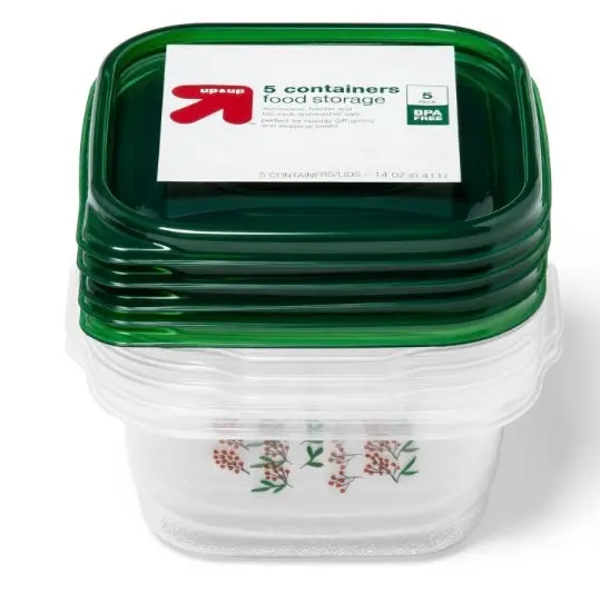 Holiday Square Food Storage Container
- 140Z/5Ct 1