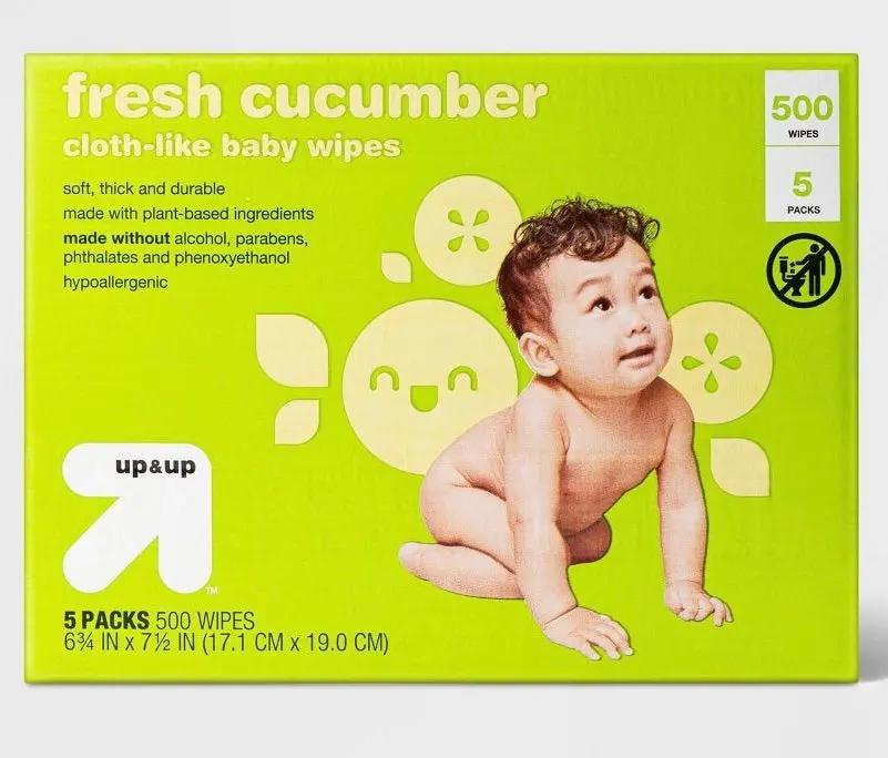 Damaged Box!!!Fresh Cucumber Baby Wipes - 5Pk/500Ct Total 1