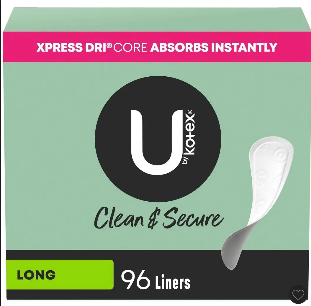 U By Kotex Clean & Secure Fragrance Free Panty Liners - Light Absorbency - 96Ct 1
