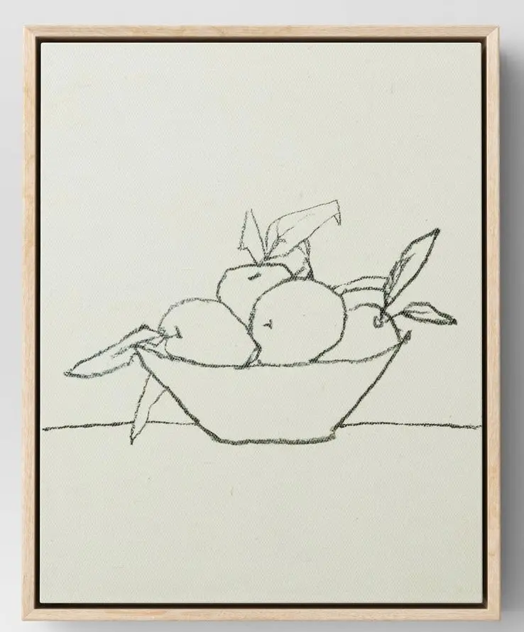 8" X 10" Fruit Bowl Framed Wall Canvas Tan 1